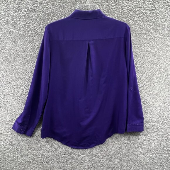 Chicos Women Top 1 Medium Button Front Roll Tab Long Sleeve Shirt Pocket - Picture 2 of 12